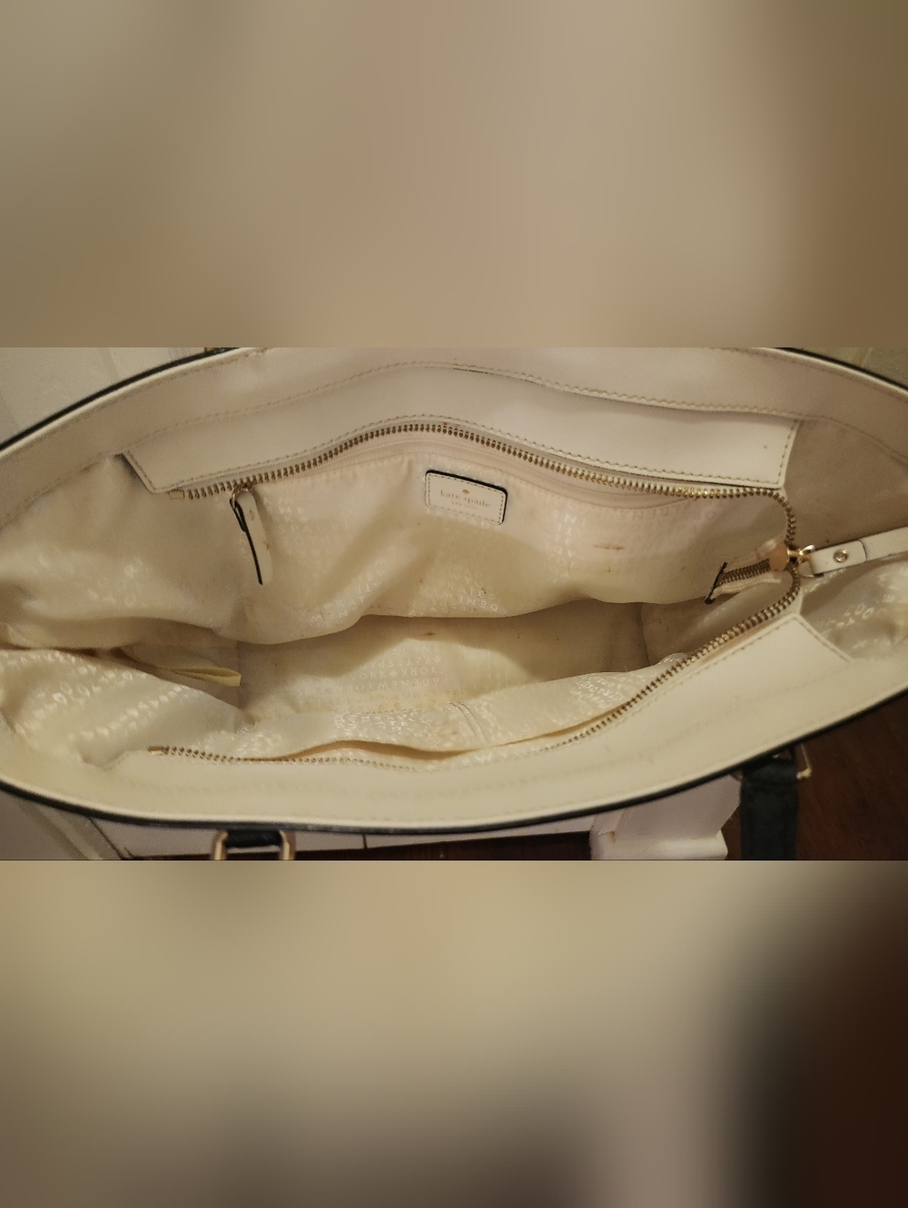kate spade Two-Tone Cream and Black Structured Tote - Picture 7 of 10